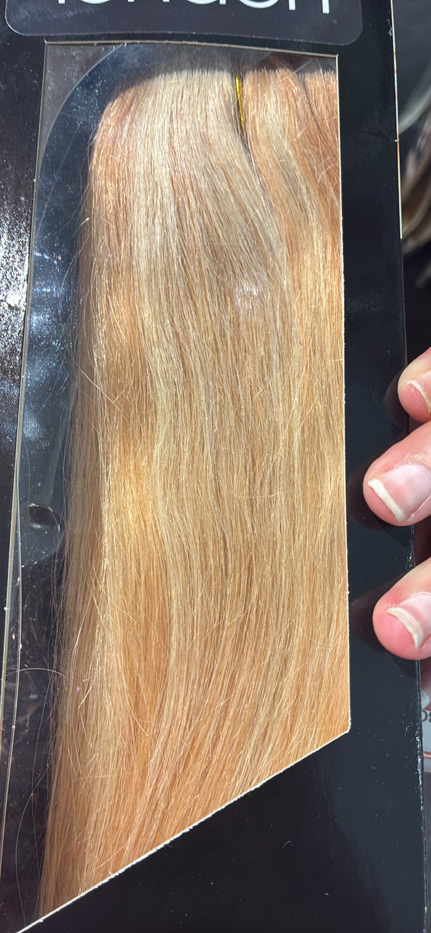 Blonde halo hair extensions