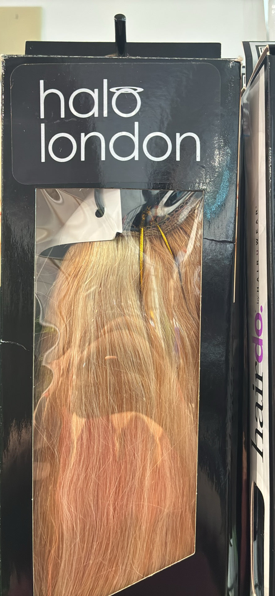 Blonde halo hair extensions