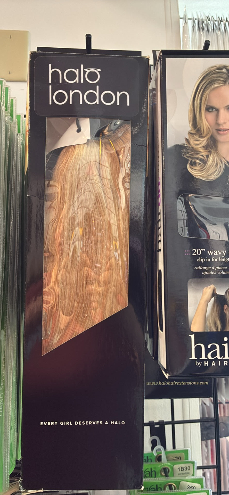 Blonde halo hair extensions