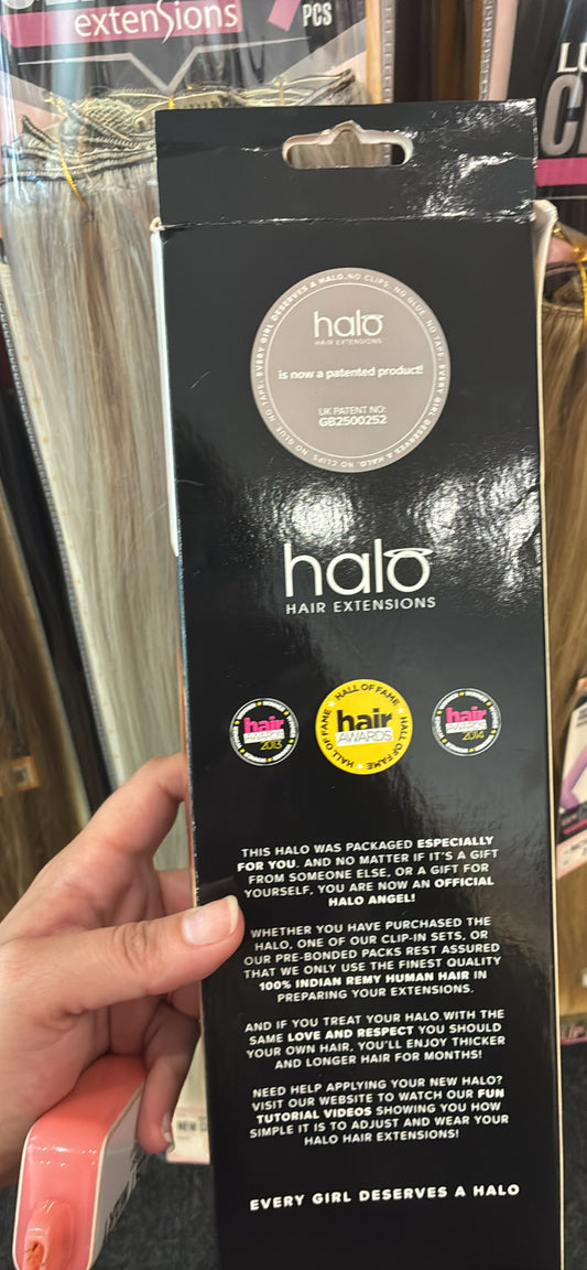 Blonde halo hair extensions